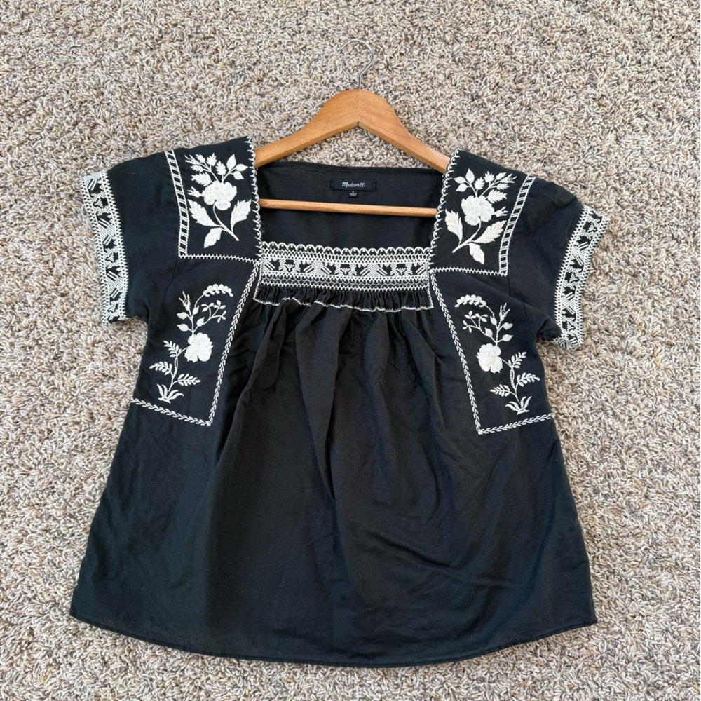 Madewell Embroidered Wildfield blouse in Black